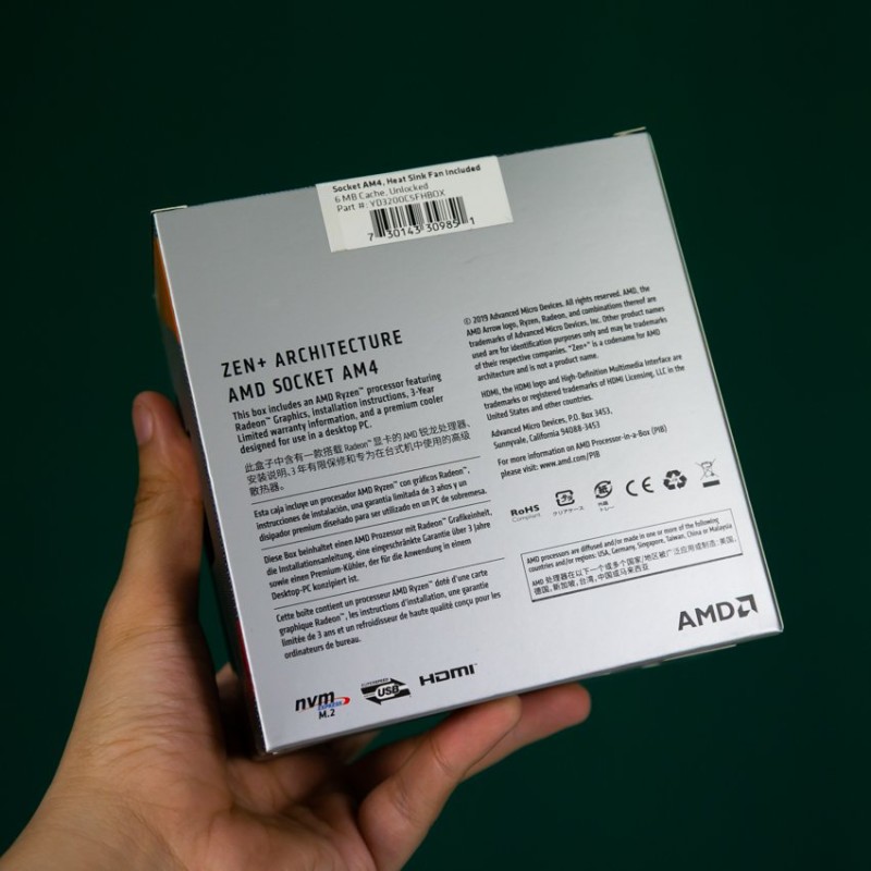 CPU AMD Ryzen 3 3200G (3.6 GHz Upto 4.0 GHz / 6MB / 4 Cores, 4 Threads / Radeon Vega 8 / 65W / Socket AM4)