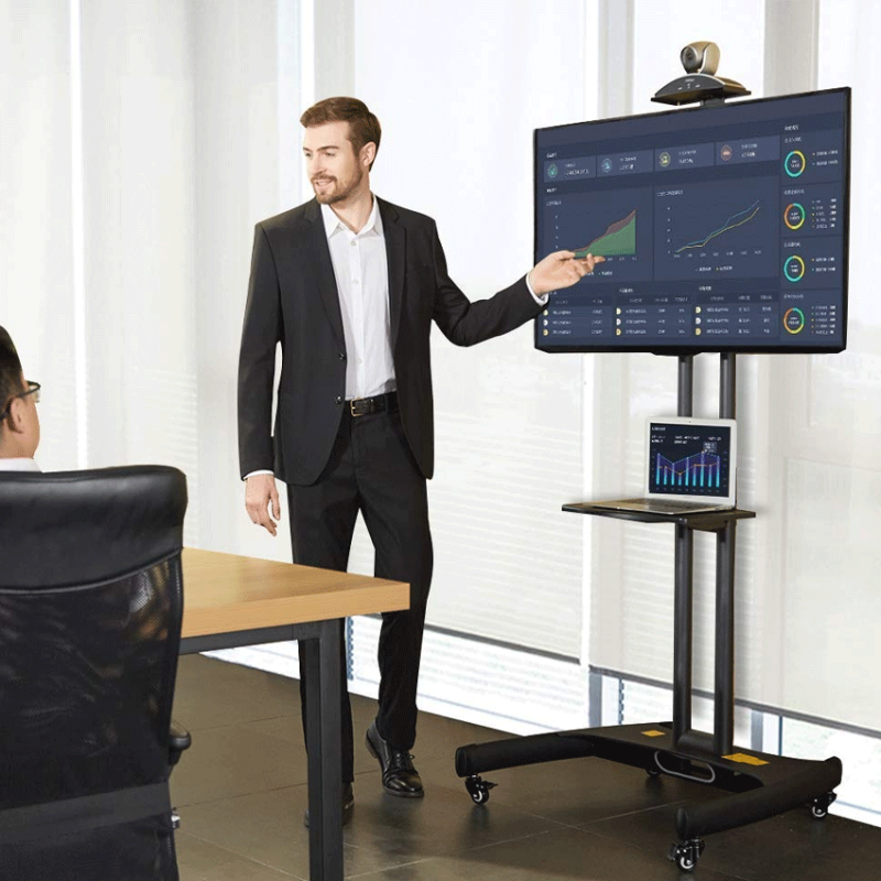 Giá treo cột Tivi di động AVA1500-60-1P (Có chân đế gắn Camera) (32 inch - 75 inch)