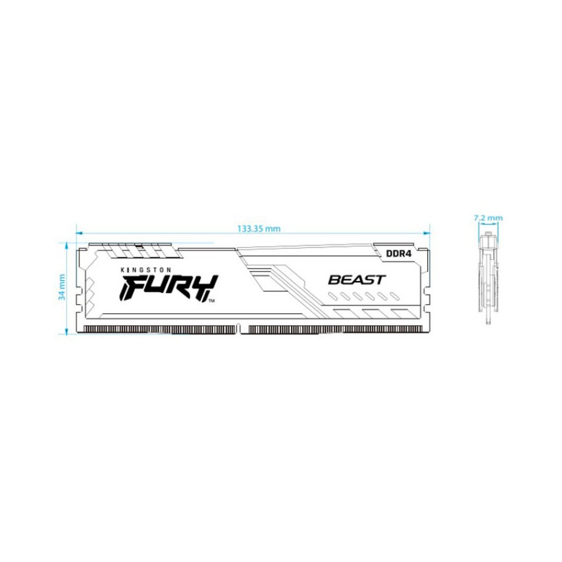 RAM Desktop Kingston Fury Beast (KF432C16BB/8 - KF432C16BB/8WP) 8GB (1x8GB) DDR4 3200MHz