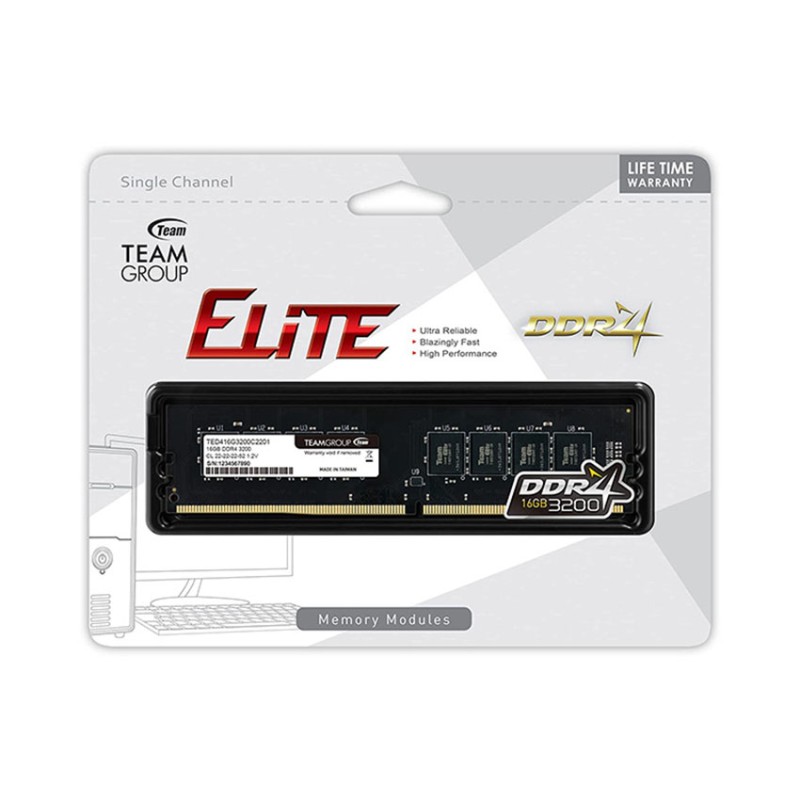 Ram Desktop TeamGroup Elite (TED416G3200C22BK / TED416G3200C2201) 16GB (1x16GB) DDR4 3200MHz