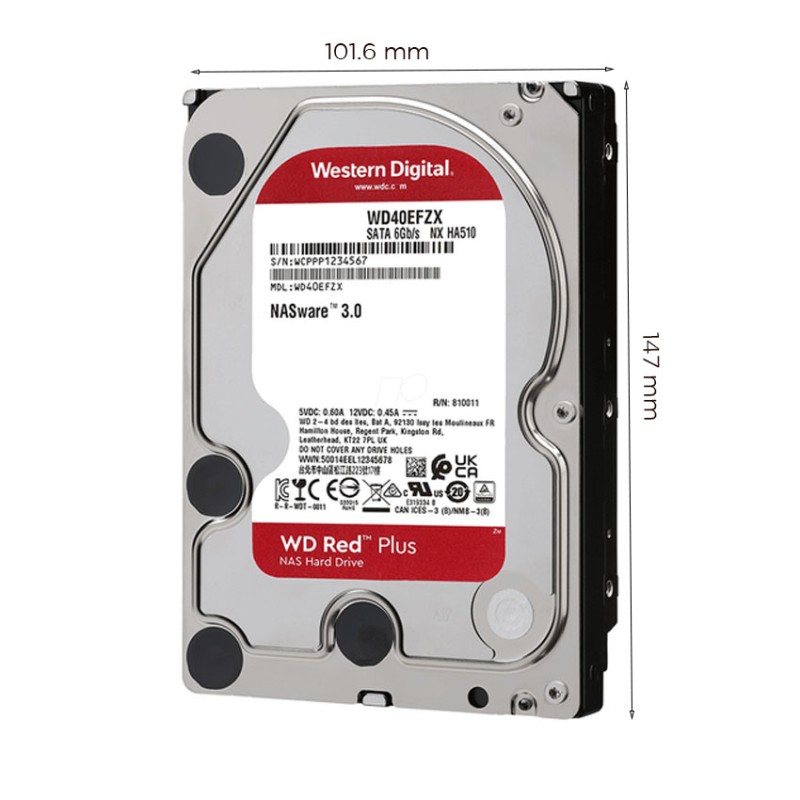 Ổ Cứng HDD WD 6TB Red Plus 3.5 inch, 5400RPM, SATA III, 256MB Cache (WD60EFPX)