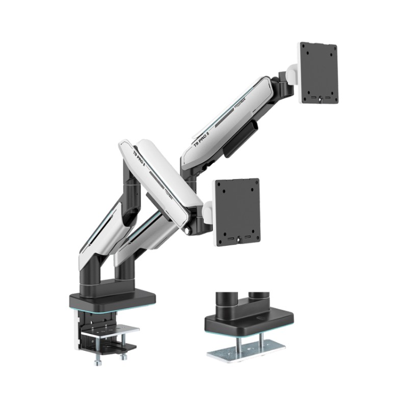 Giá đỡ 2 màn hình HumanMotion T9 Pro II Dual Màu Trắng (23-43 inch)