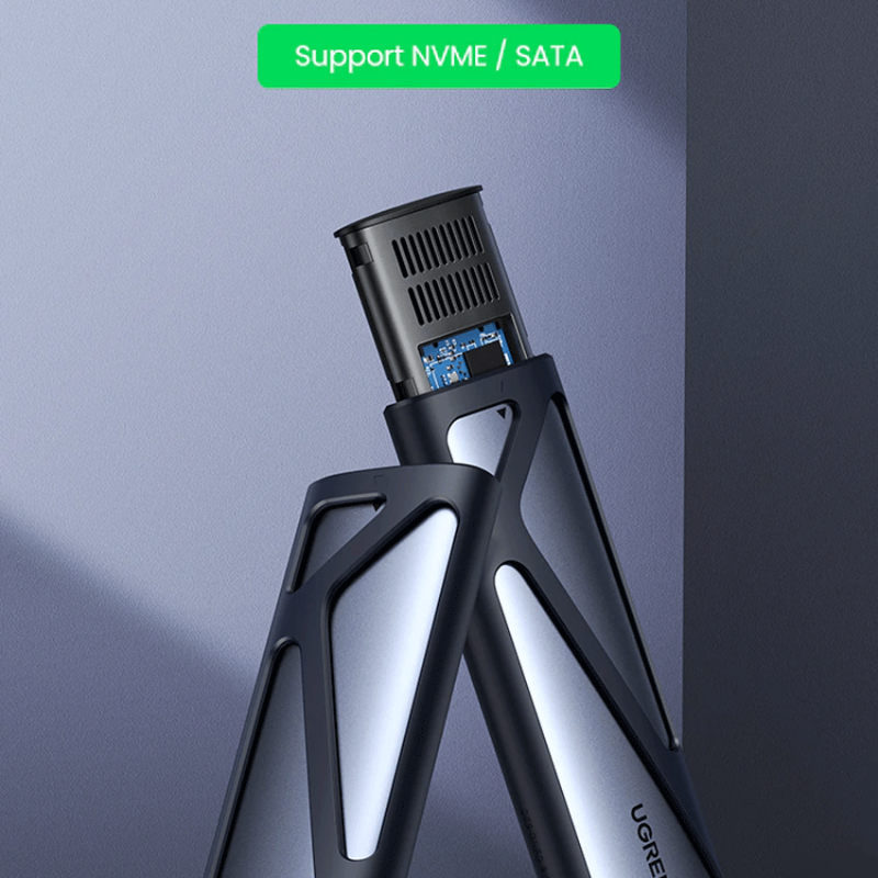 Hộp đựng ổ cứng SSD M.2 hỗ trợ NVME+SATA Ugreen 90264 tốc độ 10Gbps