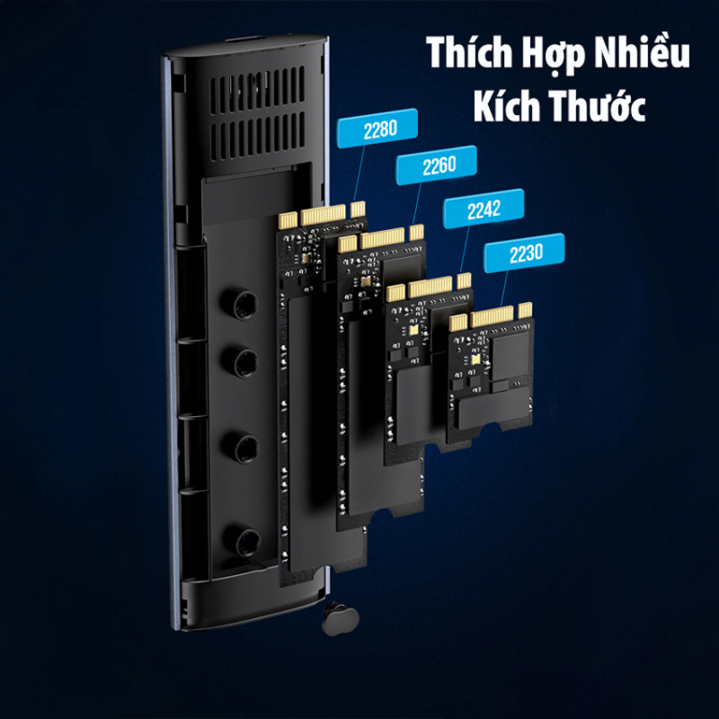 Hộp đựng ổ cứng SSD M.2 hỗ trợ NVME+SATA Ugreen 90264 tốc độ 10Gbps