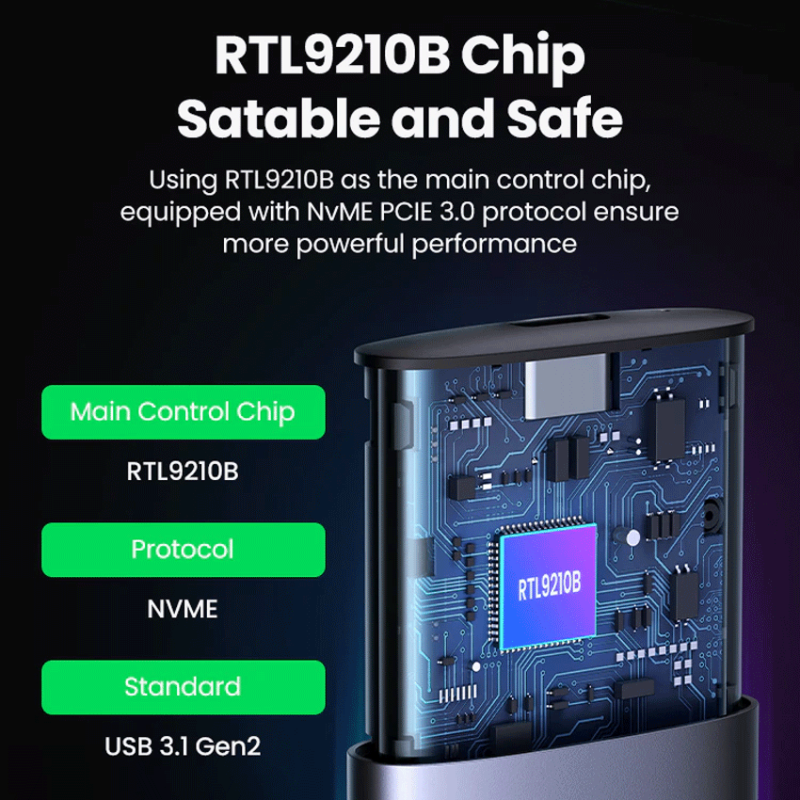 Hộp đựng ổ cứng SSD M.2 hỗ trợ NVME+SATA Ugreen 90264 tốc độ 10Gbps