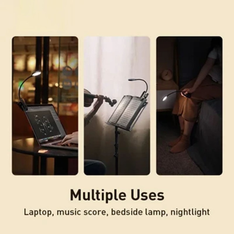 Đèn kẹp đọc sách mini hiệu Baseus Comfort Reading Mini Clip Lamp - Màu xám đen
