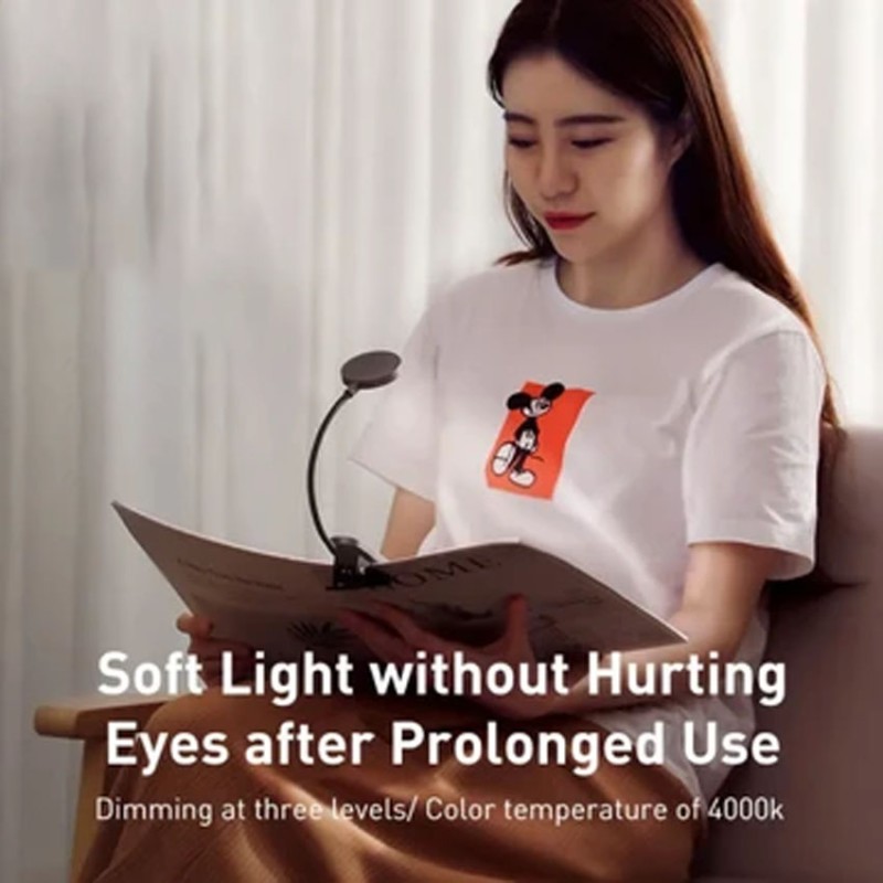 Đèn kẹp đọc sách mini hiệu Baseus Comfort Reading Mini Clip Lamp - Màu xám đen