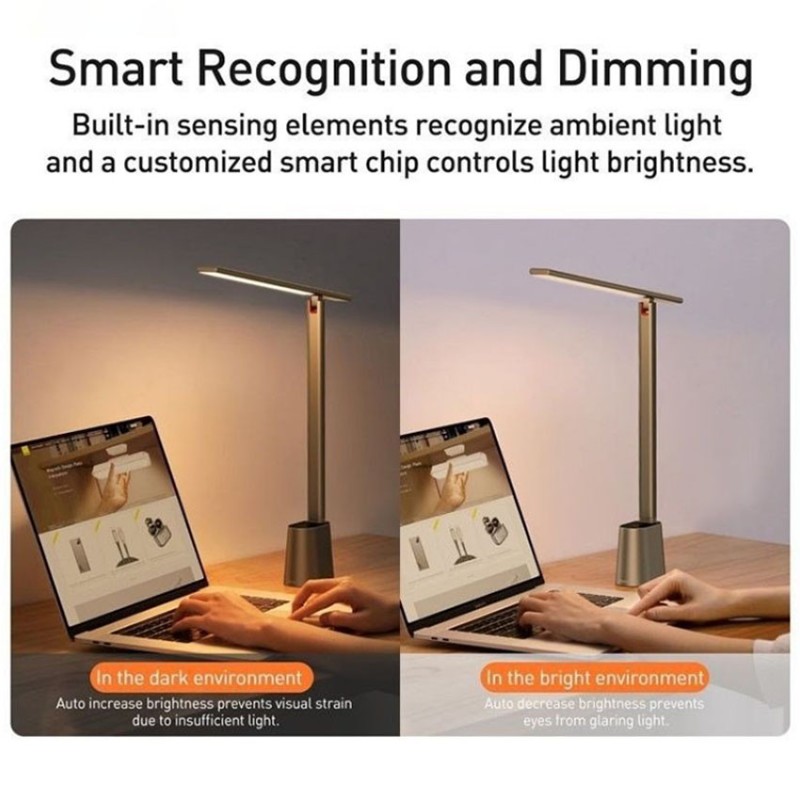 Đèn để bàn đọc sách hiệu Baseus Smart Eye Series Rechargeable Folding (Smart Light) - Màu xám