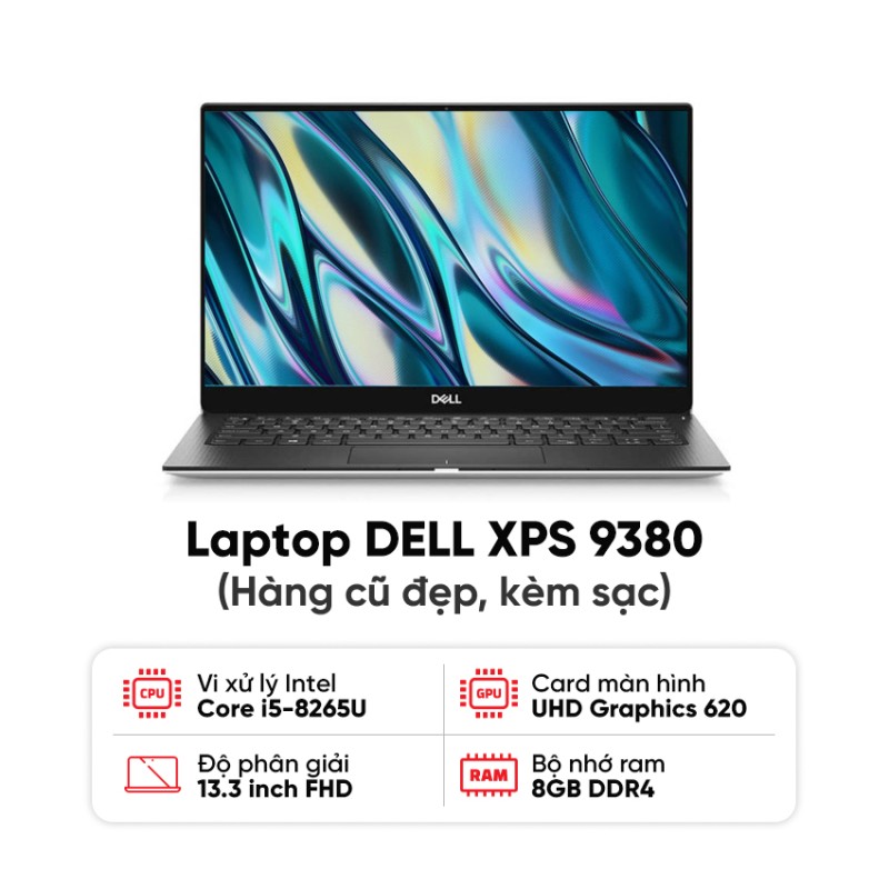 Laptop DELL XPS 9380 / I5-8265U / 8GB RAM / 256GB SSD / Màn 13.3 inch FHD / Kèm sạc - Hàng cũ đẹp