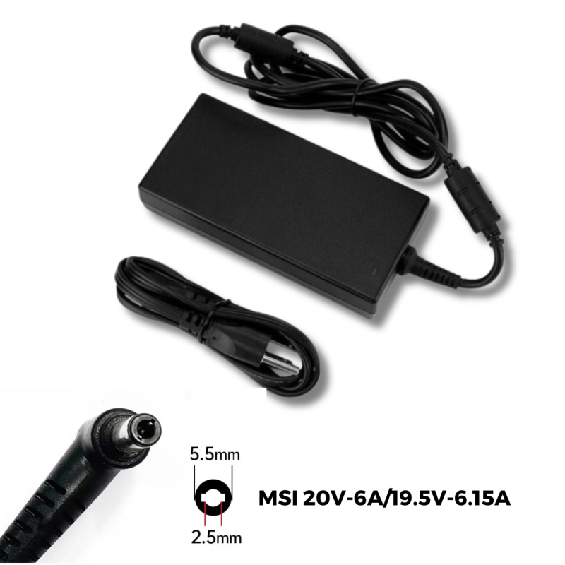 Sạc Laptop MSI 20V-6A / 19.5V-6.15A (5.5mm x 2.5mm) Slim – ZIN