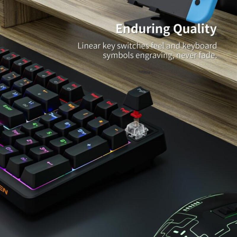 Bàn phím cơ Newmen GM328 Gasket, Hotswap, E-Sports, Black – Red Switch