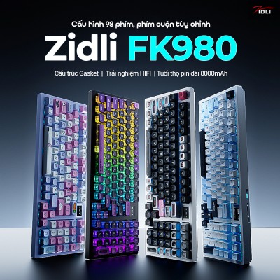 Bàn phím cơ không dây Wireless Gaming Zidli FK980