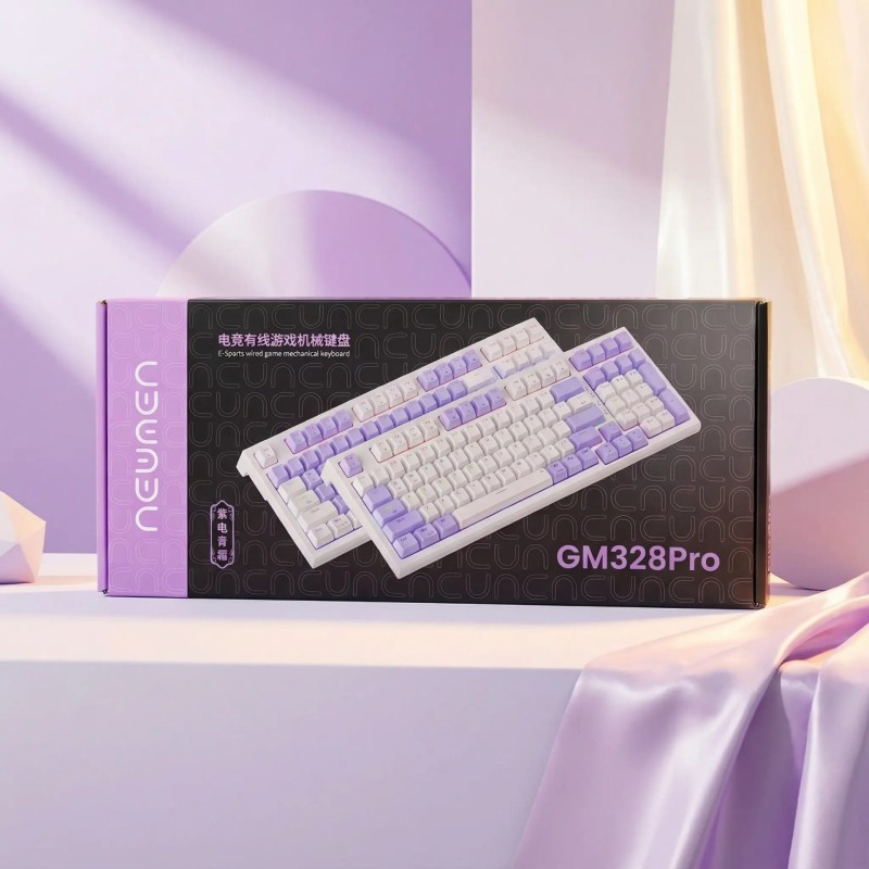 Bàn phím cơ Newmen GM328 Pro, E-Sports, Type-C, White-Purple