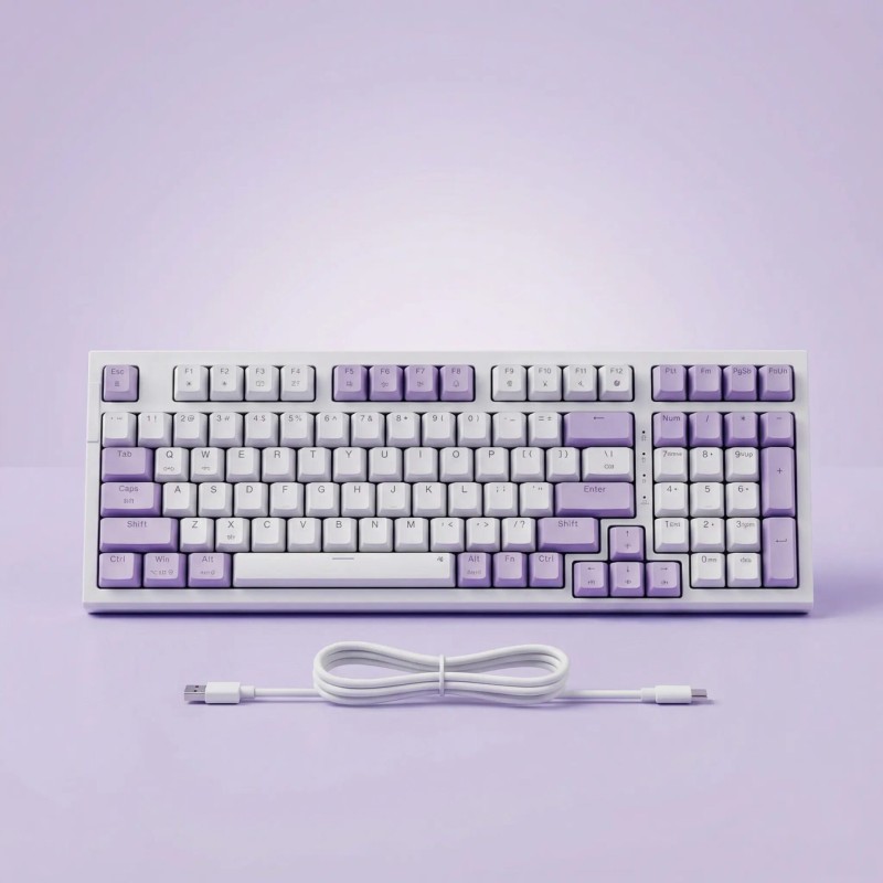 Bàn phím cơ Newmen GM328 Pro, E-Sports, Type-C, White-Purple