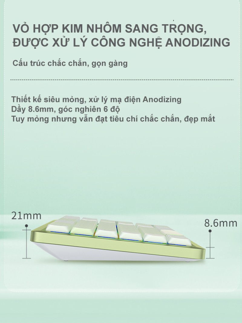 Bàn phím cơ không dây Mama SK01 Matcha Milk Suger