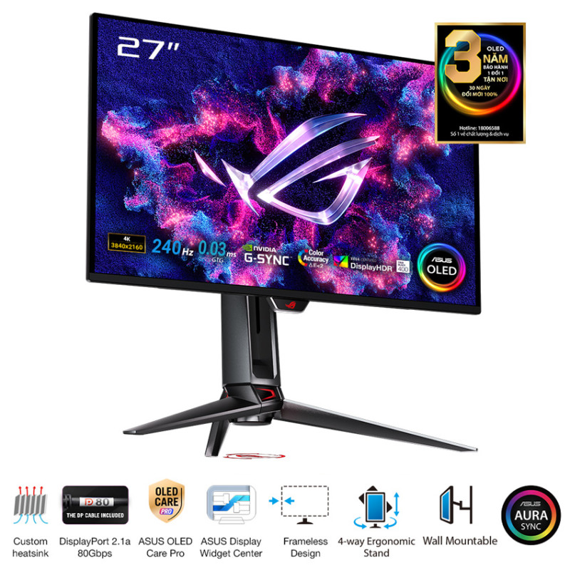 Màn hình ASUS ROG Swift OLED PG27UCDM (26.5 inch/UHD/QD-OLED/240Hz/0.03ms)