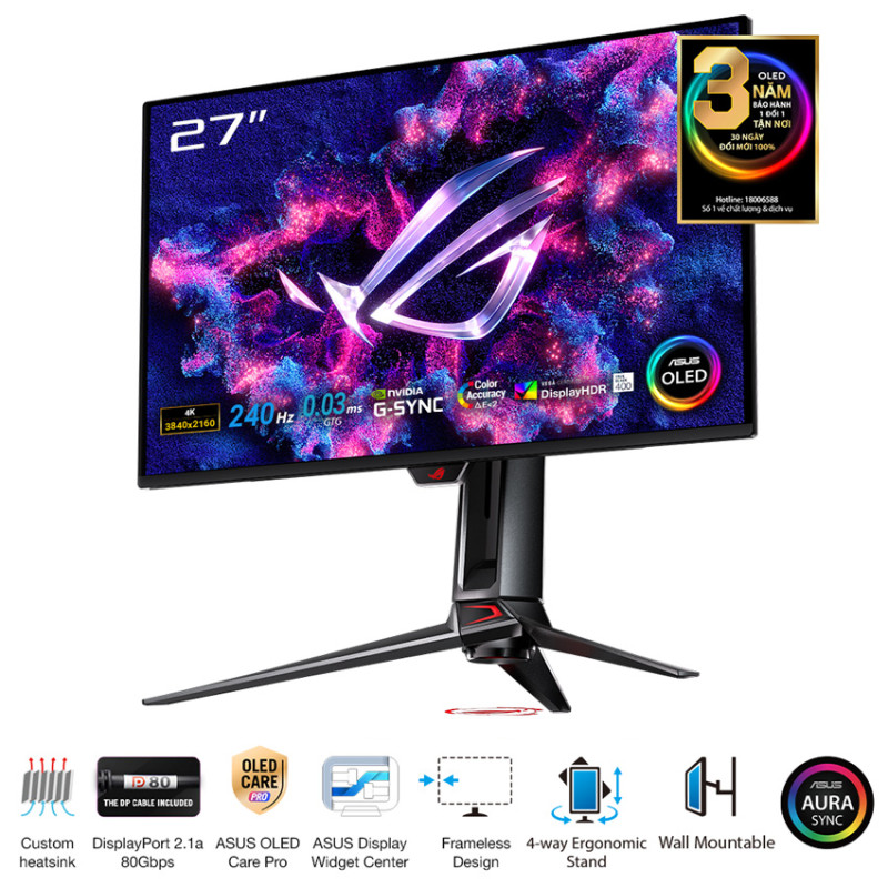Màn hình ASUS ROG Swift OLED PG27UCDM (26.5 inch/UHD/QD-OLED/240Hz/0.03ms)