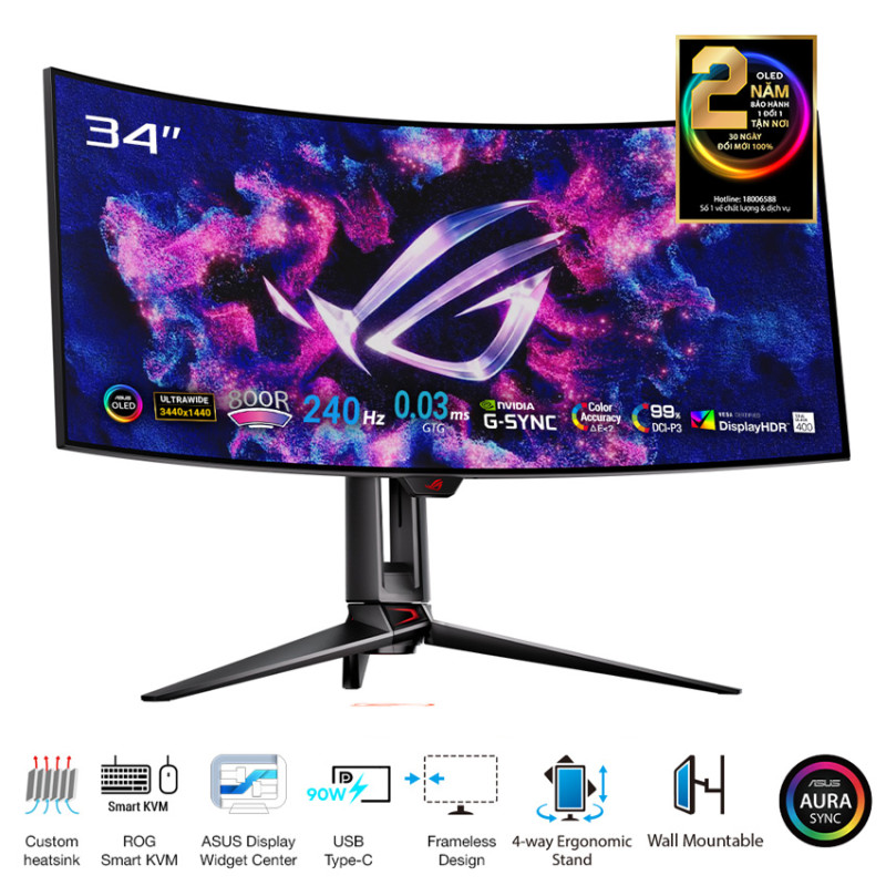 Màn hình ASUS ROG Swift OLED PG34WCDM (34 inch/WQHD/OLED/240Hz/0.03ms/cong)