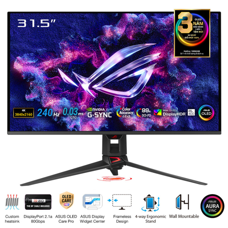 Màn hình ASUS ROG Swift PG32UCDM (31.5 inch/OLED UHD/240Hz/0.03ms/USB-C)