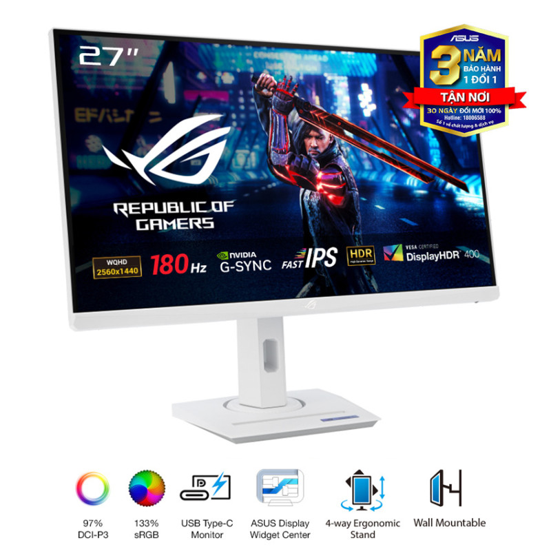 Màn hình ASUS ROG XG27ACS-W (27 inch/QHD/Fast IPS/180Hz/1ms/USB-C)