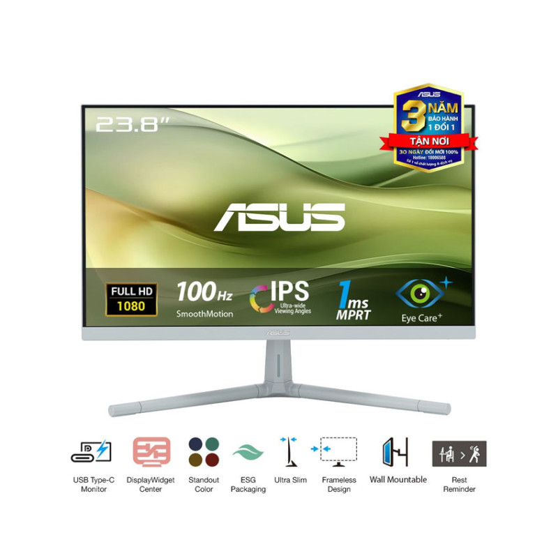 Màn hình ASUS VU249CFE-G (23.8 inch/FHD/IPS/100Hz/1ms/USB-C 15W)