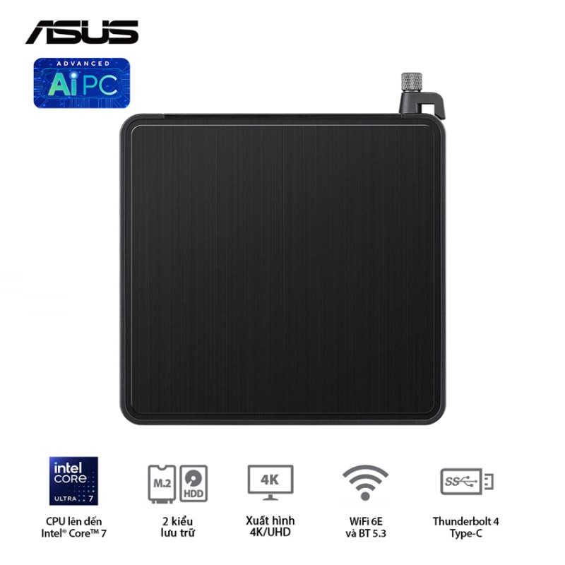 Bộ Mini PC Asus NUC 14 PRO Tall RNUC14RVHI30000i (i3- 100U/ 2xNVMe, SATA/ 2x HDMI 2.1/2x DP 1.4a/ VESA MOUNT)