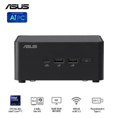 Bộ Mini PC Asus NUC 14 PRO Tall RNUC14RVHI30000i (i3- 100U/ 2xNVMe, SATA/ 2x HDMI 2.1/2x DP 1.4a/ VESA MOUNT)