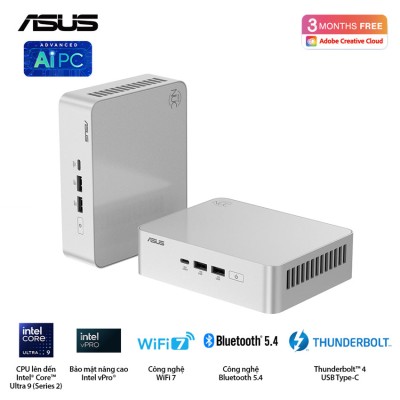 Bộ Mini PC Asus NUC 15 PRO RNUC15CRSU500000i -Tall/ U5- 225H/2xDDR5-6400/2xNVMe/ 2x HDMI 2.1/2x Thunderbolt/ VESA MOUNT/ WHITE