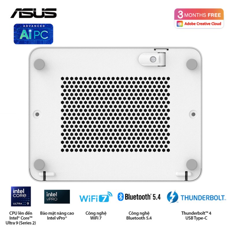 Bộ Mini PC Asus NUC 15 PRO RNUC15CRSU500000i -Tall/ U5- 225H/2xDDR5-6400/2xNVMe/ 2x HDMI 2.1/2x Thunderbolt/ VESA MOUNT/ WHITE
