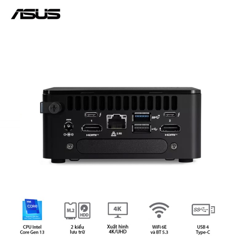 Bộ Mini PC Intel NUC13 PRO Tall RNUC13ANHI300000i (i3-1315U/ 2xDDR4-3200 / 3xNVMe, SATA/ 2x HDMI 2.1/2x DP 1.4a/ VESA MOUNT)