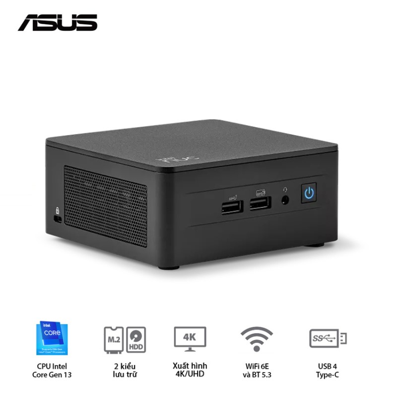 Bộ Mini PC Intel NUC13 PRO Tall RNUC13ANHI300000i (i3-1315U/ 2xDDR4-3200 / 3xNVMe, SATA/ 2x HDMI 2.1/2x DP 1.4a/ VESA MOUNT)