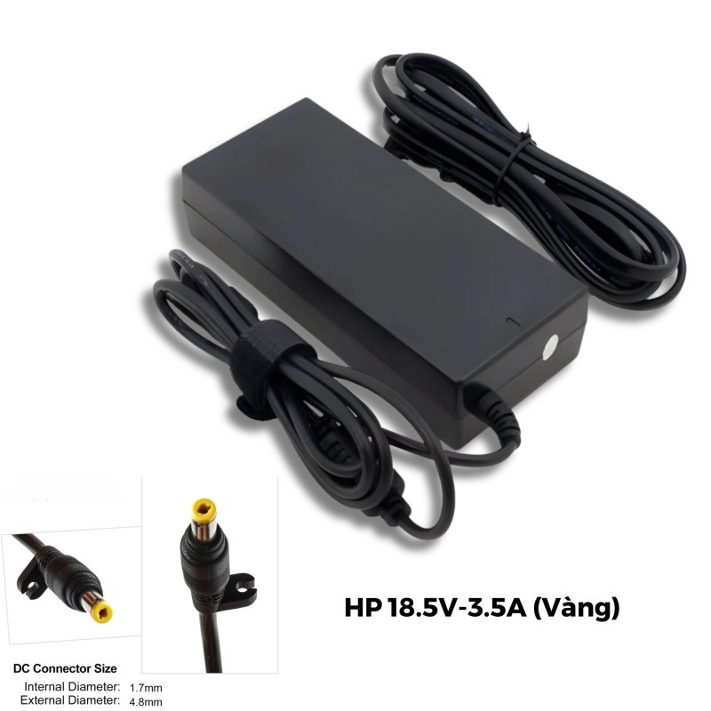 Sạc Laptop HP 65W 18.5V – 3.5A Đầu Thường ( 4.8×1.7mm )