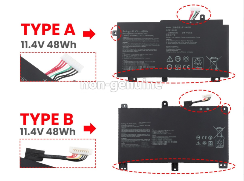 Pin Asus FX504/FX505/B31N1726 zin cáp ngắn