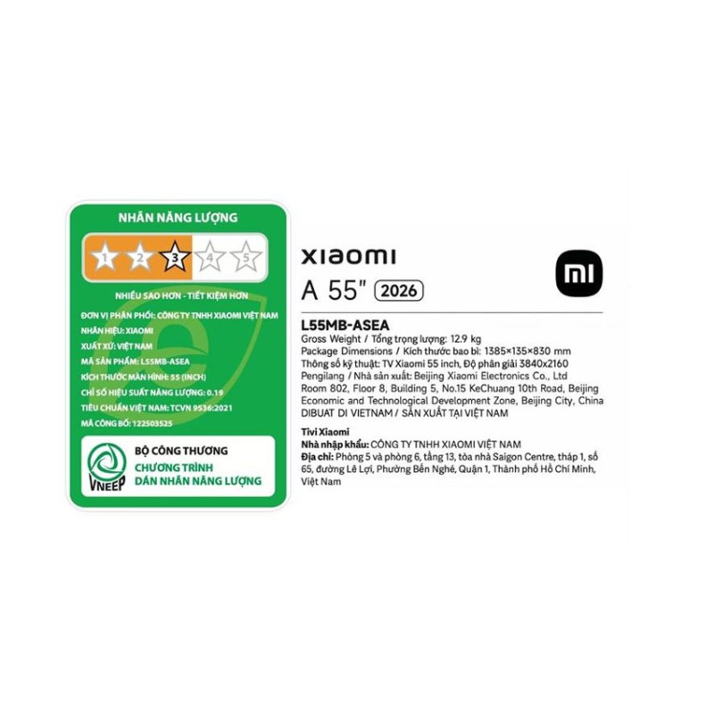 Tivi Xiaomi 55 inch 4K A 2026 L55MB-ASEA