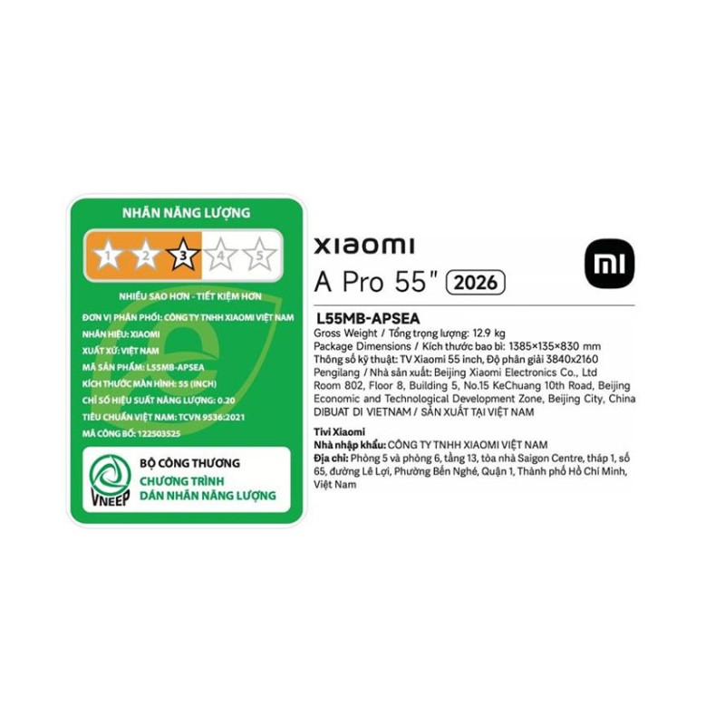 Tivi Xiaomi QLED 55 inch 4K A Pro 2026 L55MB-APSEA