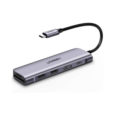 Cáp chuyển đổi từ Type C ra HDMI, USB 3.0, đọc thẻ SD/TF, hỗ trợ sạc USB C Ugreen 70411