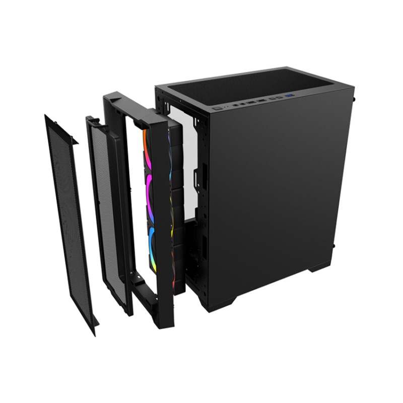 Vỏ case KENOO ESPORT M500 - 3F (M-ATX/Màu Đen/Kèm 3 fan RGB)