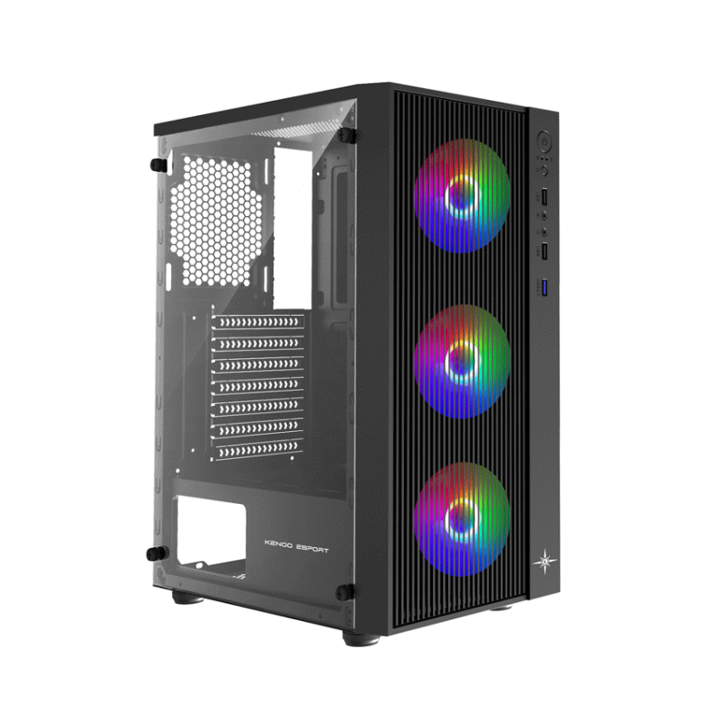 Vỏ case KENOO ESPORT AF13 - 3F Black (Mid Tower / Màu Đen)