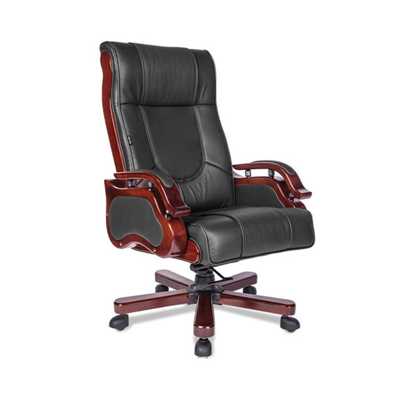 Ghế lãnh đạo cao cấp THE ONE TQ01 (Đệm bọc da thật/Chân tay gỗ sơn)