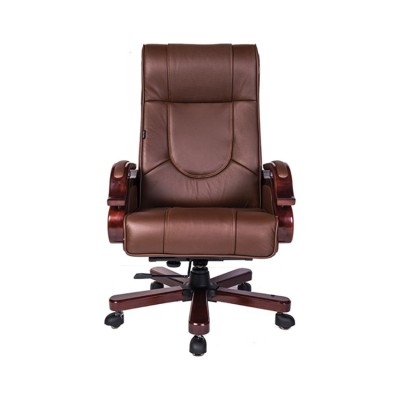 Ghế lãnh đạo cao cấp THE ONE TQ01 (Đệm bọc da thật/Chân tay gỗ sơn)