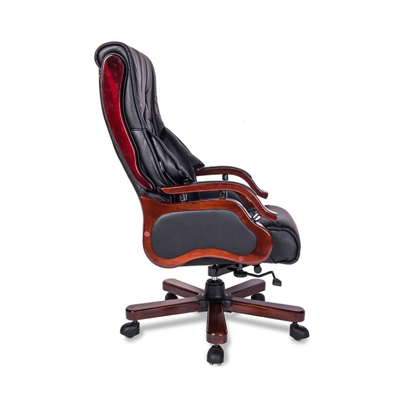 Ghế lãnh đạo cao cấp THE ONE TQ08 (Đệm bọc da thật/Chân tay gỗ sơn)