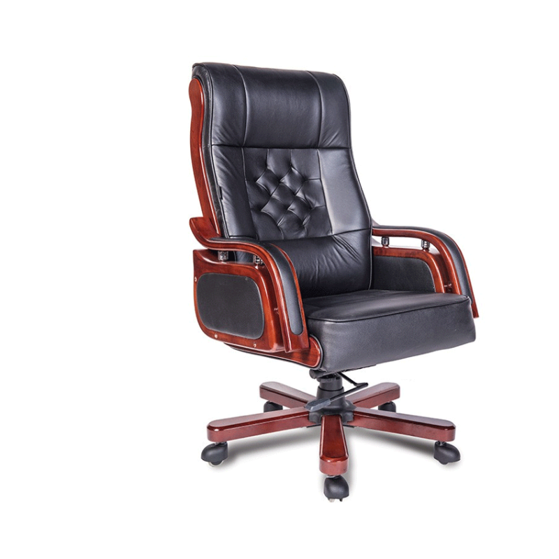 Ghế lãnh đạo cao cấp THE ONE TQ09 (Đệm bọc da thật/Chân tay gỗ sơn)