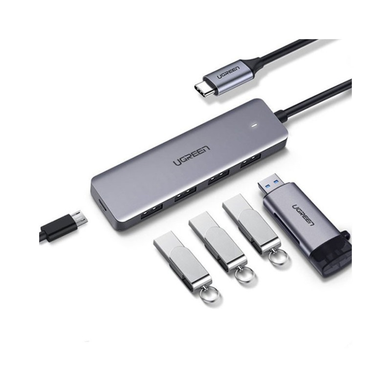 Bộ chia USB Type-C ra 4 cổng USB 3.0 có hỗ trợ nguồn Ugreen 70336