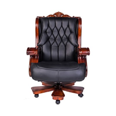 Ghế lãnh đạo cao cấp THE ONE TQ22 (Đệm bọc da thật/Chân tay gỗ)