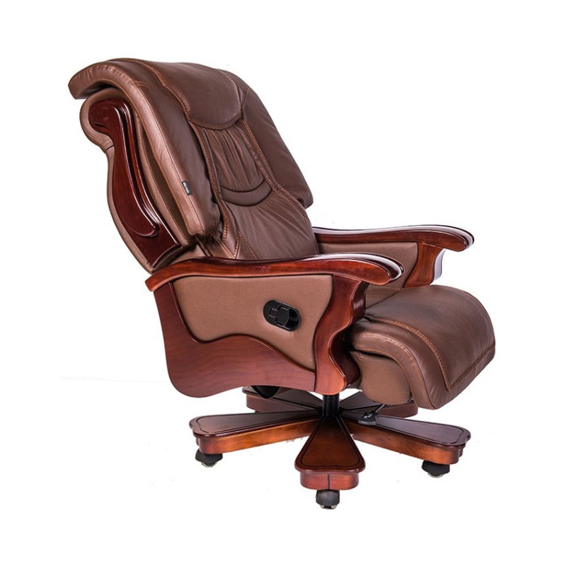 Ghế lãnh đạo cao cấp THE ONE TQ20 (Đệm bọc da thật/Chân tay gỗ)