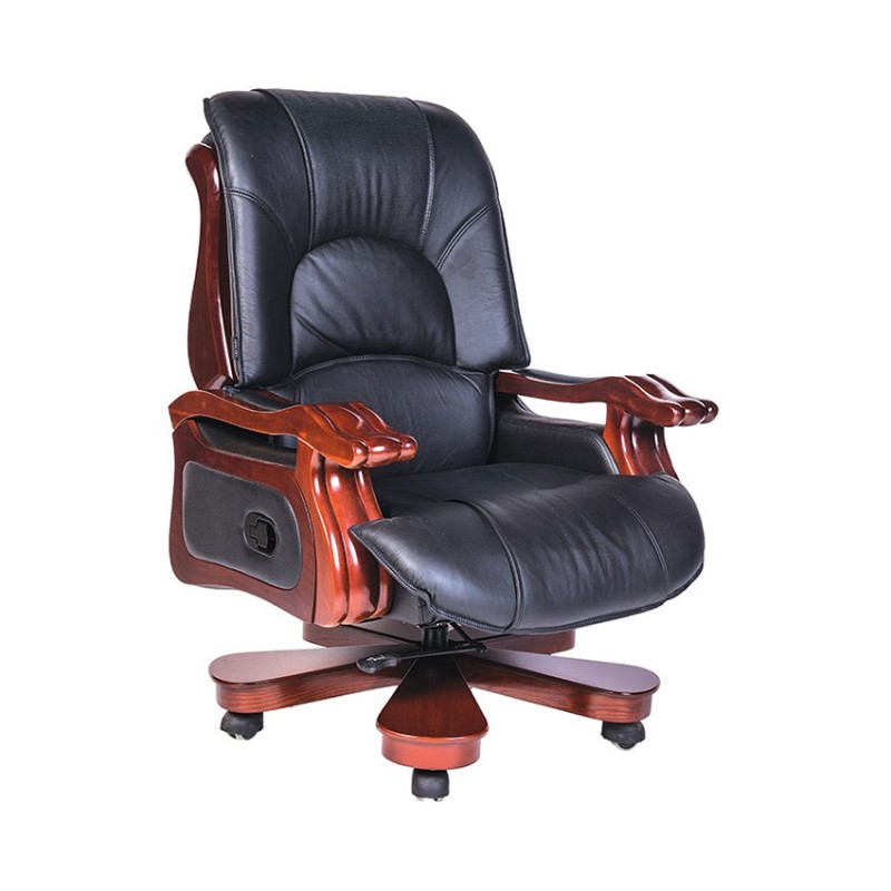 Ghế lãnh đạo cao cấp THE ONE TQ21 (Đệm bọc da thật/Chân tay gỗ)