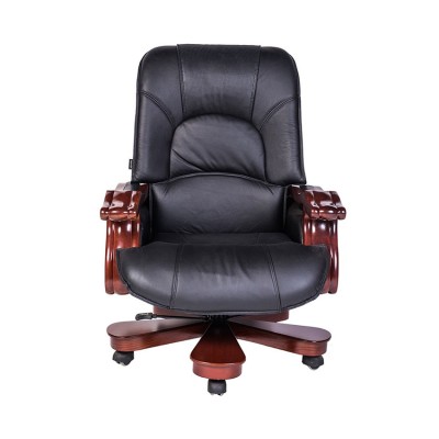 Ghế lãnh đạo cao cấp THE ONE TQ21 (Đệm bọc da thật/Chân tay gỗ)