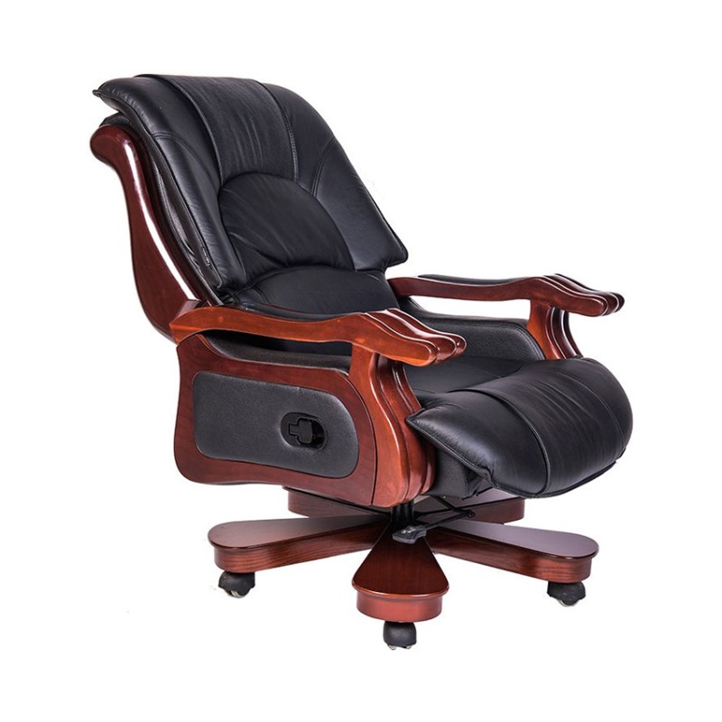 Ghế lãnh đạo cao cấp THE ONE TQ21 (Đệm bọc da thật/Chân tay gỗ)