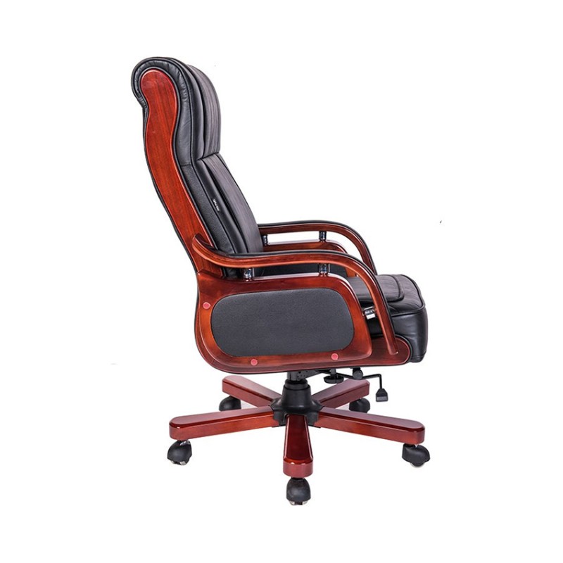 Ghế lãnh đạo cao cấp THE ONE TQ12 (Đệm bọc da thật/Chân tay gỗ)