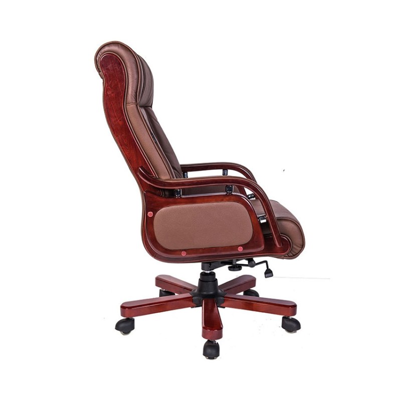 Ghế lãnh đạo cao cấp THE ONE TQ11 (Đệm bọc da thật/Chân tay gỗ)